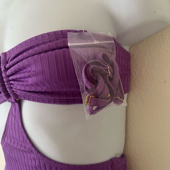 Shade & Shore Women's Bandeau Cut Out One Piece  Swimsuit Small - Picture 5 of 8